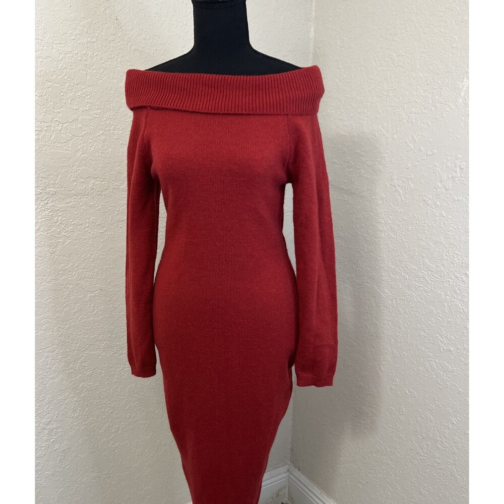 SHEIN Women SXY Red Off Shoulder Bodycon Sweater Dress Size 4